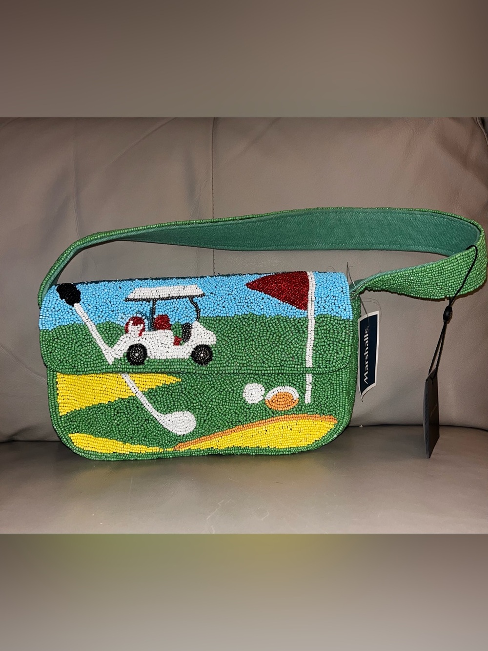 NWT beaded shoulder bag golf & golf cart theme- rare viral Marshalls find